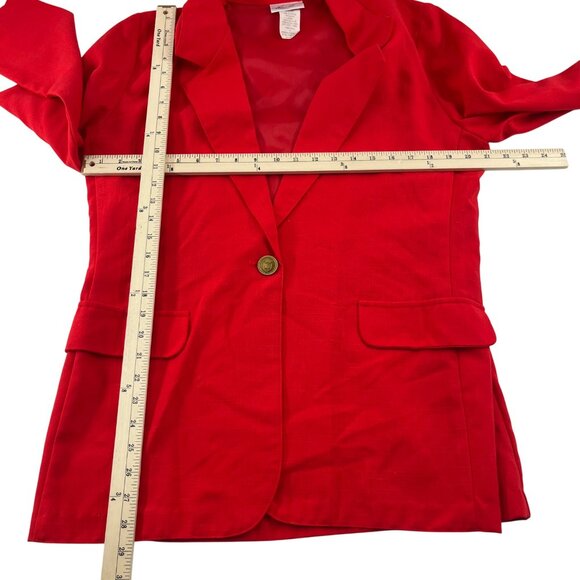 Red Kathie Lee Womens Blazer Jacket Size 12 50% Polyester 50% Rayon Vintage MWT - Picture 4 of 6